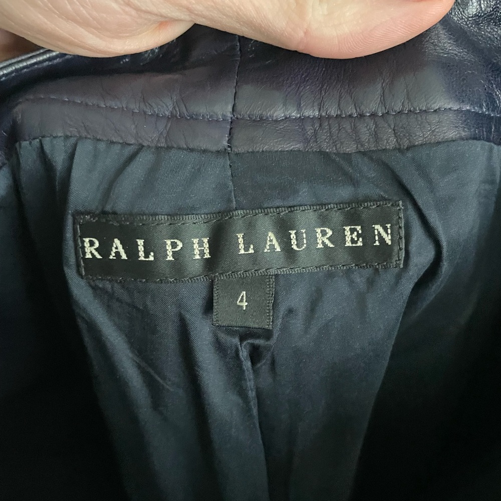 Ralph Lauren Black Label Dark Blue Leather Pants Size 4 - Picture 4 of 5